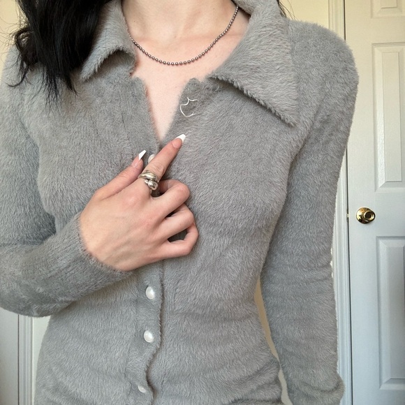 Amanda Uprichard Devin sweater mini dress in FOG long sleeve XS - Picture 4 of 7